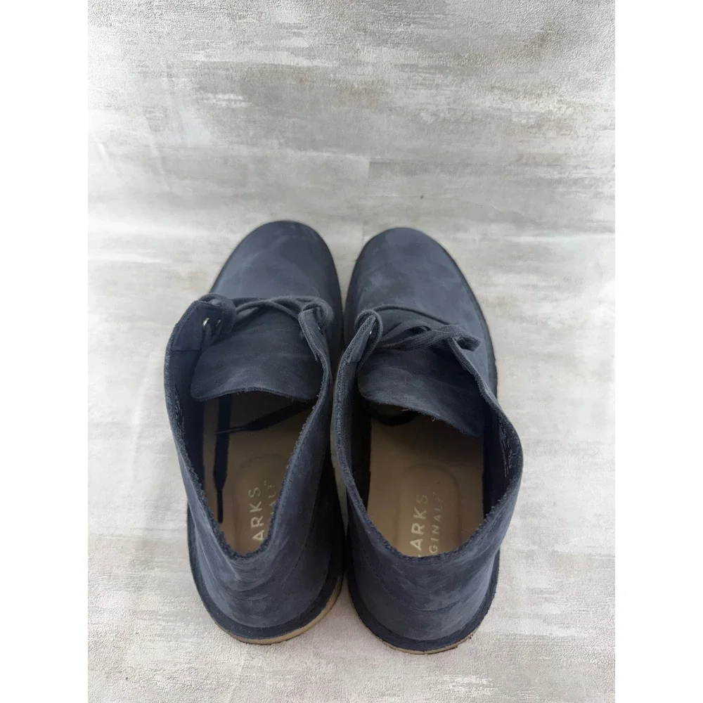 Clarks Originals Desert Boot Navy Blue Leather Chukka Boots Men Sz 10.5M